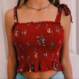 La Heart Floral Print Blouse With Floral Straps